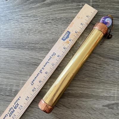 LOT 92K: Vintage Blue and Purple Glass Marble & Brass Kaleidoscope