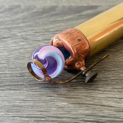 LOT 92K: Vintage Blue and Purple Glass Marble & Brass Kaleidoscope