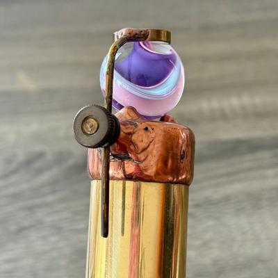 LOT 92K: Vintage Blue and Purple Glass Marble & Brass Kaleidoscope