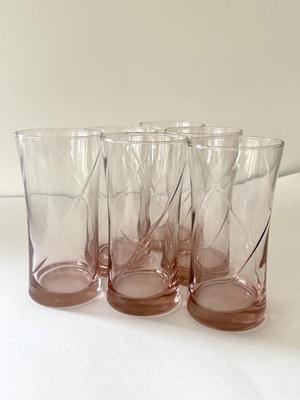 LOT 94K: Set of Pink Swirl Glasses in 4 Sizes