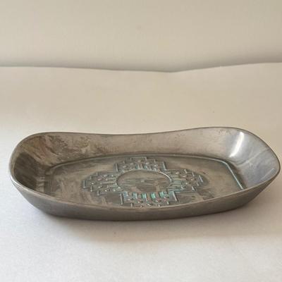 LOT 96K: Vintage Wilton Pewter Bead Tray w/ Collection of Large Glass Beads