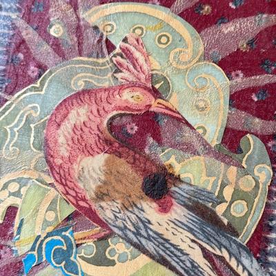 LOT 97K: Painted Stone Bird Oval & Mixed Media Bird Artwork