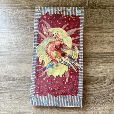 LOT 97K: Painted Stone Bird Oval & Mixed Media Bird Artwork
