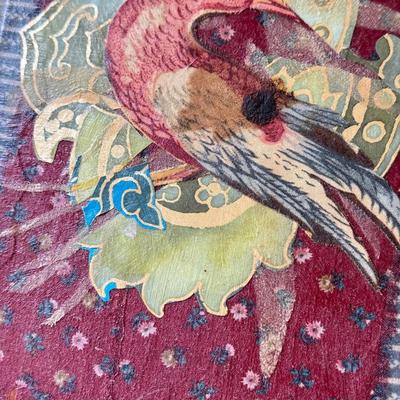 LOT 97K: Painted Stone Bird Oval & Mixed Media Bird Artwork