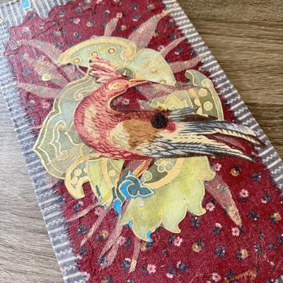 LOT 97K: Painted Stone Bird Oval & Mixed Media Bird Artwork
