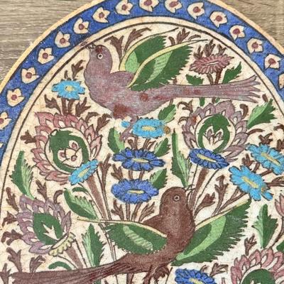 LOT 97K: Painted Stone Bird Oval & Mixed Media Bird Artwork