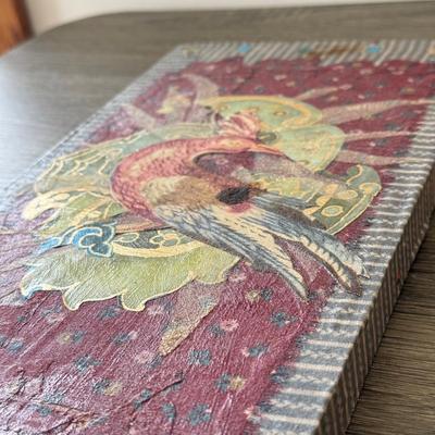 LOT 97K: Painted Stone Bird Oval & Mixed Media Bird Artwork