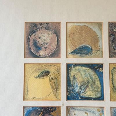 LOT 99K: Signed Lemon Artwork & Ceramic Peach Pitcher