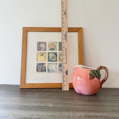 LOT 99K: Signed Lemon Artwork & Ceramic Peach Pitcher
