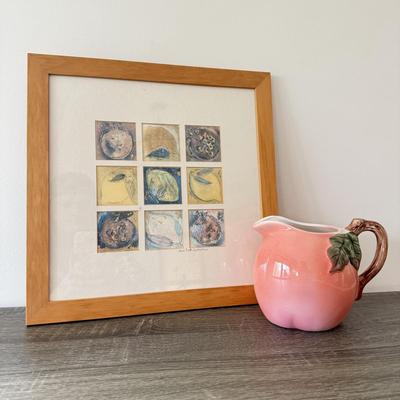 LOT 99K: Signed Lemon Artwork & Ceramic Peach Pitcher