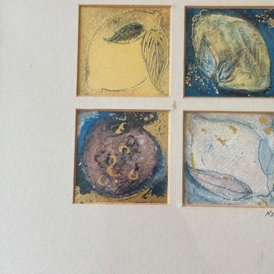 LOT 99K: Signed Lemon Artwork & Ceramic Peach Pitcher