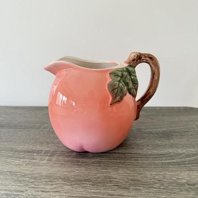 LOT 99K: Signed Lemon Artwork & Ceramic Peach Pitcher