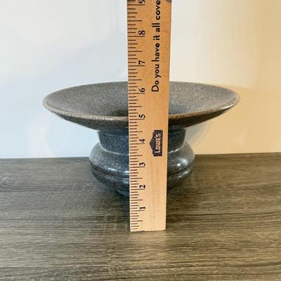 LOT 113K: Signed Art Pottery Iridescent Centerpiece Bowl & Signed Stoneware Spitoon