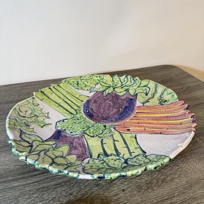 LOT 120K: Large 15.5-inch “Vegetarian Platter” signed by Artist & Hand Painted Turnip Canvas Tote