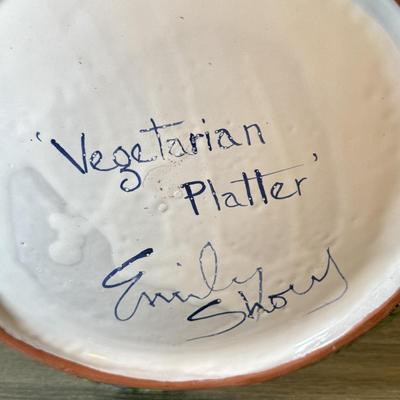 LOT 120K: Large 15.5-inch “Vegetarian Platter” signed by Artist & Hand Painted Turnip Canvas Tote