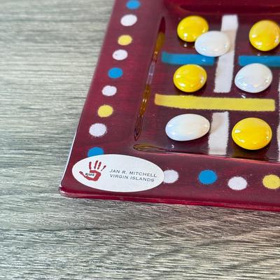 LOT 143K: Jan R Mitchell Designs Art Glass Tic Tac Toe Hand Made in the Virgin Islands