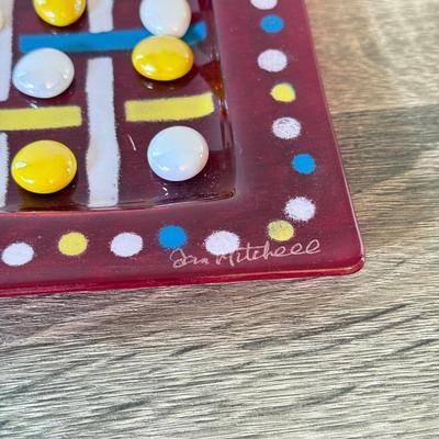 LOT 143K: Jan R Mitchell Designs Art Glass Tic Tac Toe Hand Made in the Virgin Islands