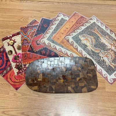 LOT 144K: Wooden Tray Hand Made in Jerusalem & Plastic Placemats from Israel Museum & National Parks Authority