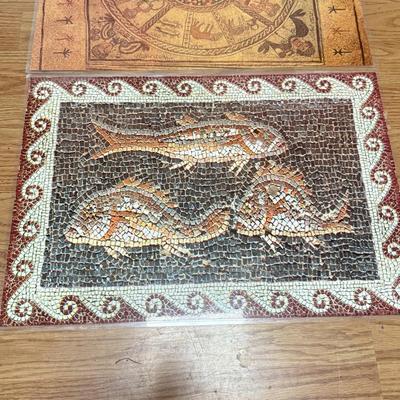 LOT 144K: Wooden Tray Hand Made in Jerusalem & Plastic Placemats from Israel Museum & National Parks Authority