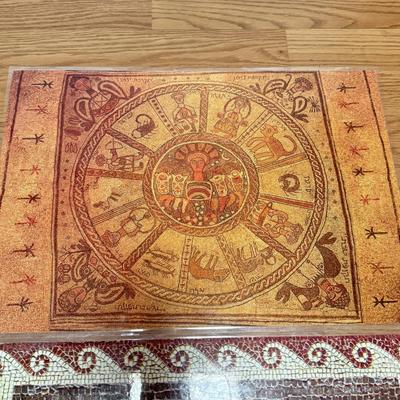 LOT 144K: Wooden Tray Hand Made in Jerusalem & Plastic Placemats from Israel Museum & National Parks Authority