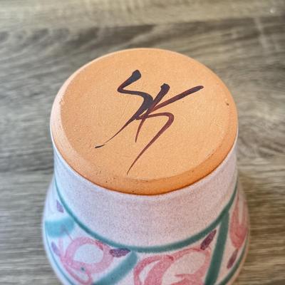 LOT 145K: Flamingo Lounge Dennis East Sign, Wood Flamingo Trinket Box made in India, Signed Pastel Pottery & More