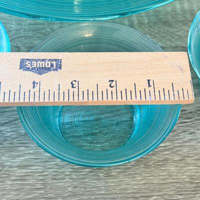 LOT 148K: Beautiful Bormioli Rocco Teal Glass Bowl Set