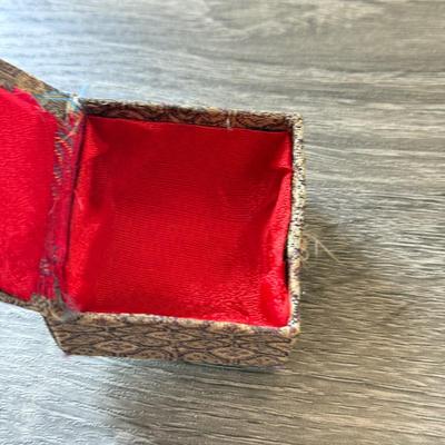 LOT 149K: Antique Brass Pot, Fabric Trinket Box, Wooden Carved Box & More