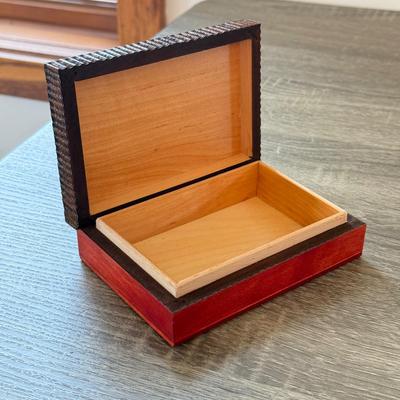 LOT 149K: Antique Brass Pot, Fabric Trinket Box, Wooden Carved Box & More