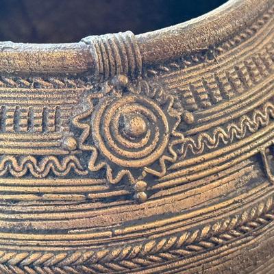 LOT 149K: Antique Brass Pot, Fabric Trinket Box, Wooden Carved Box & More