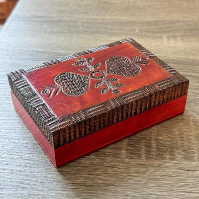 LOT 149K: Antique Brass Pot, Fabric Trinket Box, Wooden Carved Box & More