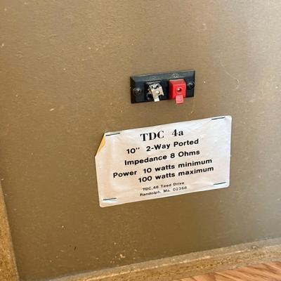 LOT 153F: Vintage TDC 4a 10” 2-way Ported Speakers w/ Audio Cables