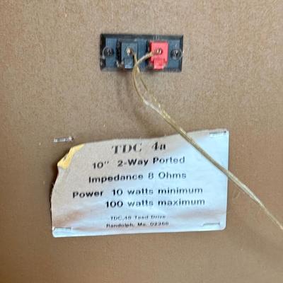 LOT 153F: Vintage TDC 4a 10” 2-way Ported Speakers w/ Audio Cables