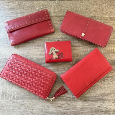 LOT 157K: Red Ladies’ Wallets: Mushroom, Anne Klein & More