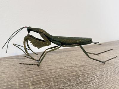 LOT 181K: Lucky Metal Grasshopper, Metal Flower Frog & Stone Sculpture