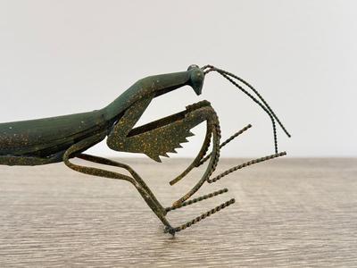 LOT 181K: Lucky Metal Grasshopper, Metal Flower Frog & Stone Sculpture
