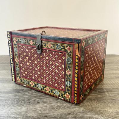 LOT 182F: Antique / Vintage Drop Front Hand Crafted Jewelry Box