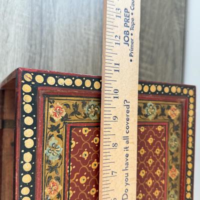 LOT 182F: Antique / Vintage Drop Front Hand Crafted Jewelry Box