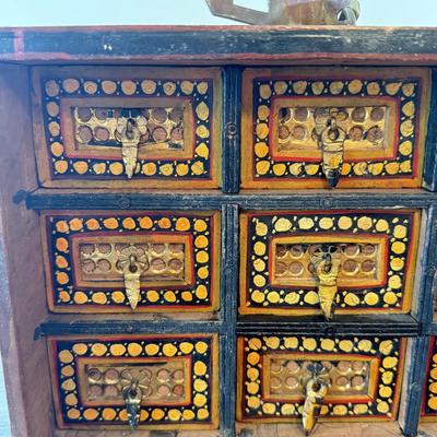 LOT 182F: Antique / Vintage Drop Front Hand Crafted Jewelry Box