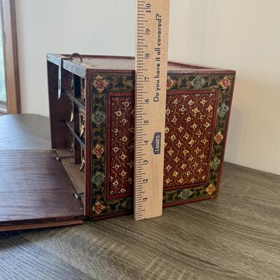 LOT 182F: Antique / Vintage Drop Front Hand Crafted Jewelry Box