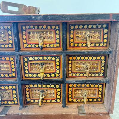 LOT 182F: Antique / Vintage Drop Front Hand Crafted Jewelry Box