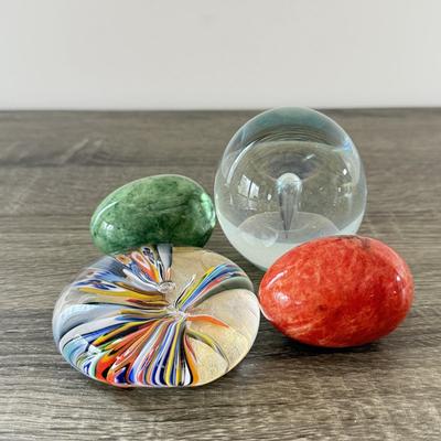 LOT 185K: Glass Paperweight and Marble Egg Collection - Signed & Millefiori