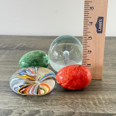 LOT 185K: Glass Paperweight and Marble Egg Collection - Signed & Millefiori
