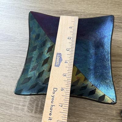 LOT 186X: Gorgeous Signed Art Glass Dishes & Iridescent Bowl