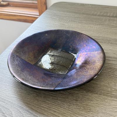 LOT 186X: Gorgeous Signed Art Glass Dishes & Iridescent Bowl