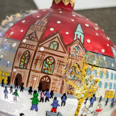 LOT 195X: Vintage New York City Ice Skating Hand Decorated Oversized Christmas Ball