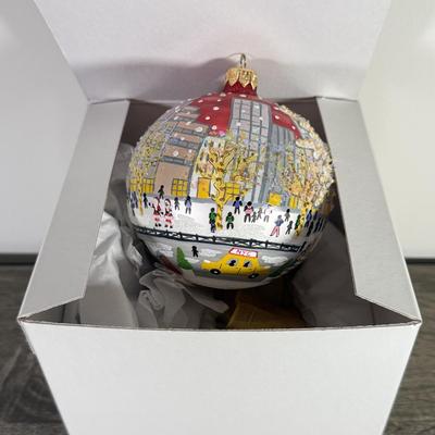 LOT 195X: Vintage New York City Ice Skating Hand Decorated Oversized Christmas Ball