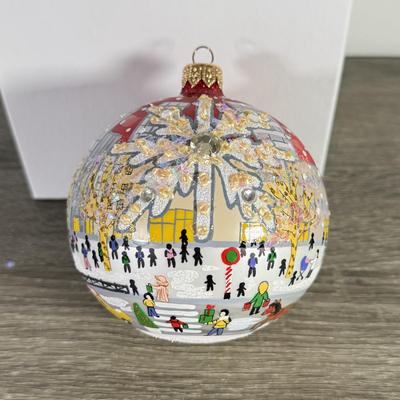 LOT 195X: Vintage New York City Ice Skating Hand Decorated Oversized Christmas Ball