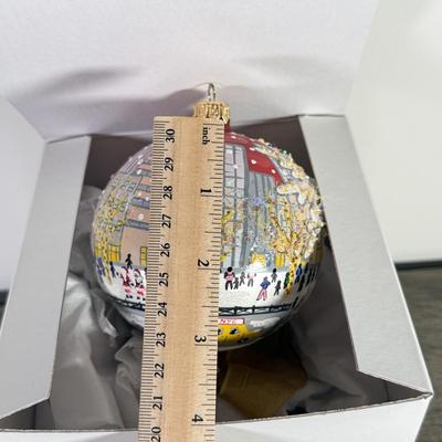 LOT 195X: Vintage New York City Ice Skating Hand Decorated Oversized Christmas Ball