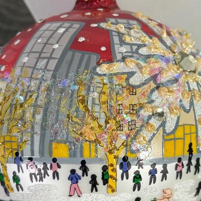LOT 195X: Vintage New York City Ice Skating Hand Decorated Oversized Christmas Ball
