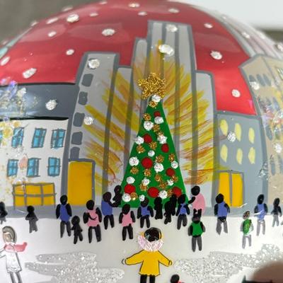 LOT 195X: Vintage New York City Ice Skating Hand Decorated Oversized Christmas Ball